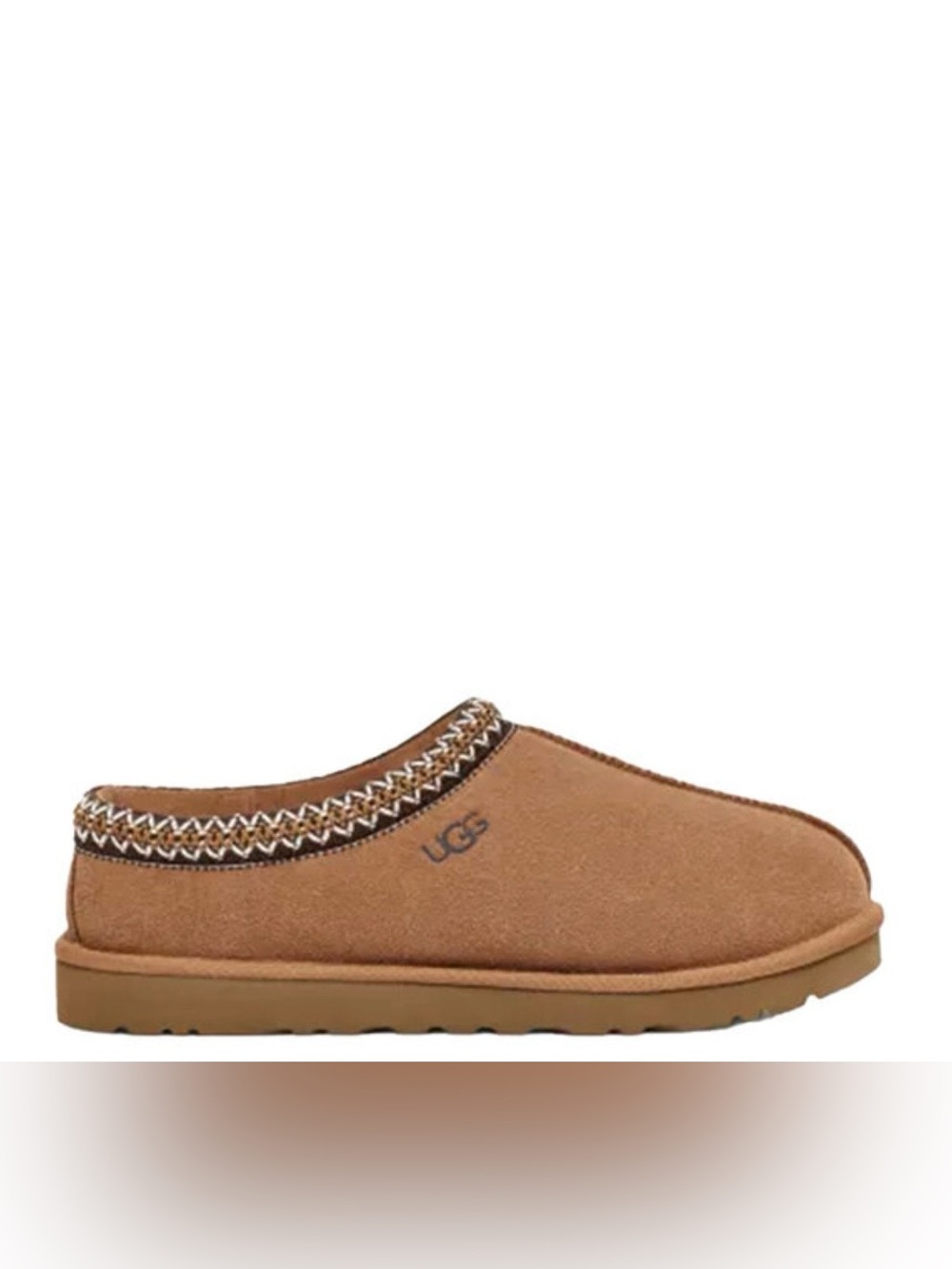 UGG Women's Chestnut Suede Slip-On Mule with Woven Trim